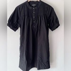 J. Crew Short Sleeve Mini Shirt Dress 100% Organic Cotton Poplin Black Small S